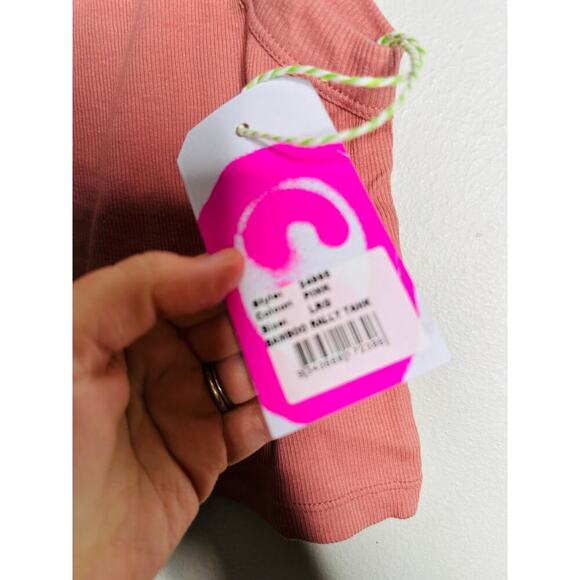 ONE TEASPOON Pink Bamboo Logo Rally Tank Top NWT Size Large - Picture 5 of 6